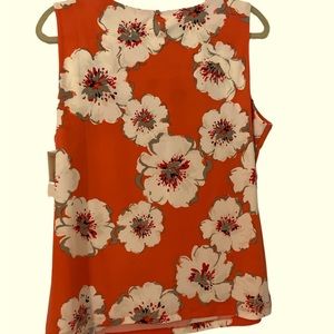 Ivanka Trump, new with tags, sleeveless top, size L, peach & white floral print.